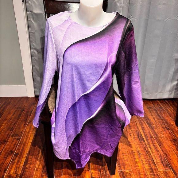 Purple and Black Asymmetrical Top - Picture 2 of 6